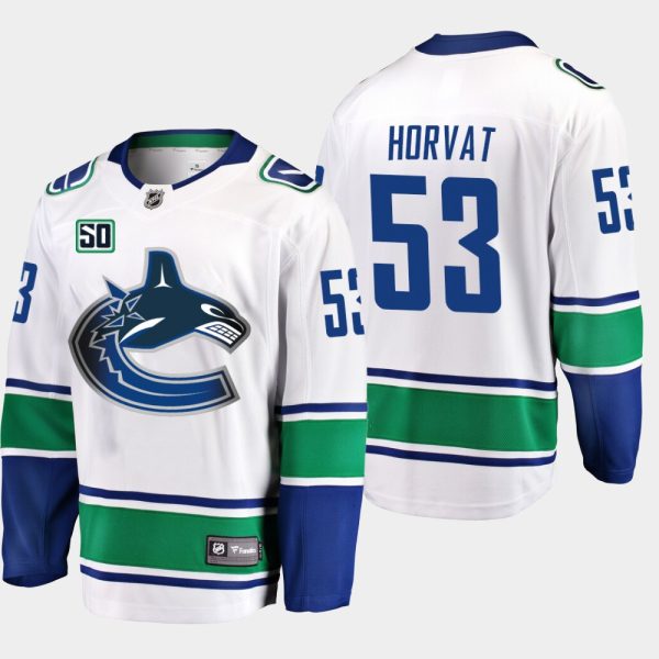 Herren Vancouver Canucks Eishockey Trikot Bo Horvat #53 50th Anniversary Weiß Auswärts